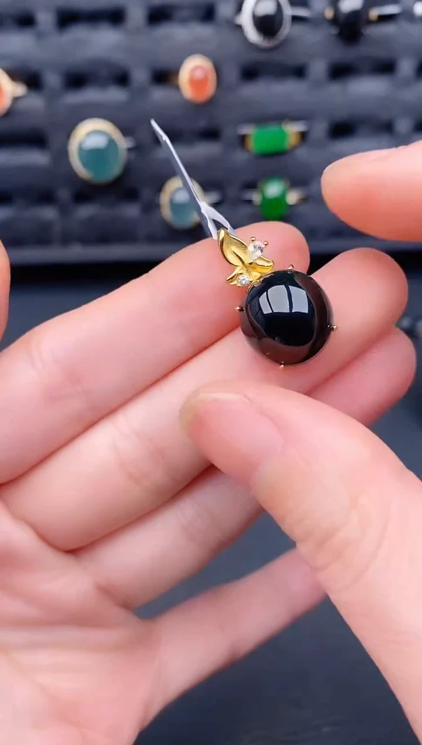 颈饰银S925镶嵌翡翠天然a货翡翠195