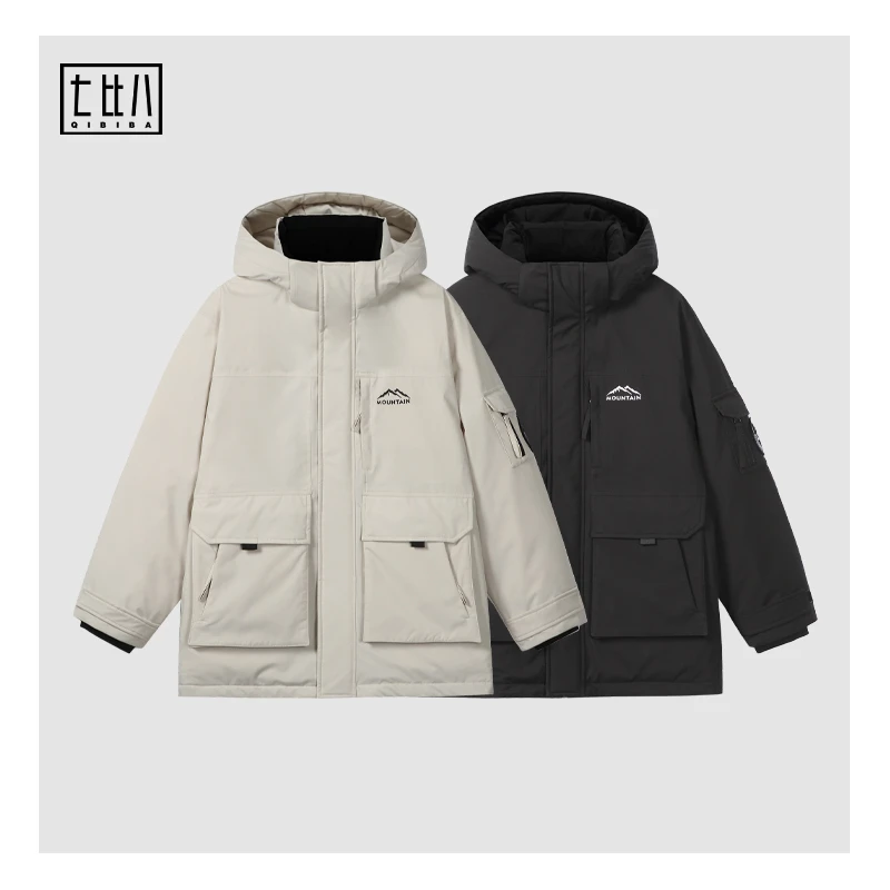 七比八冬季保暖加厚连帽宽松90白鸭绒羽绒服YR960