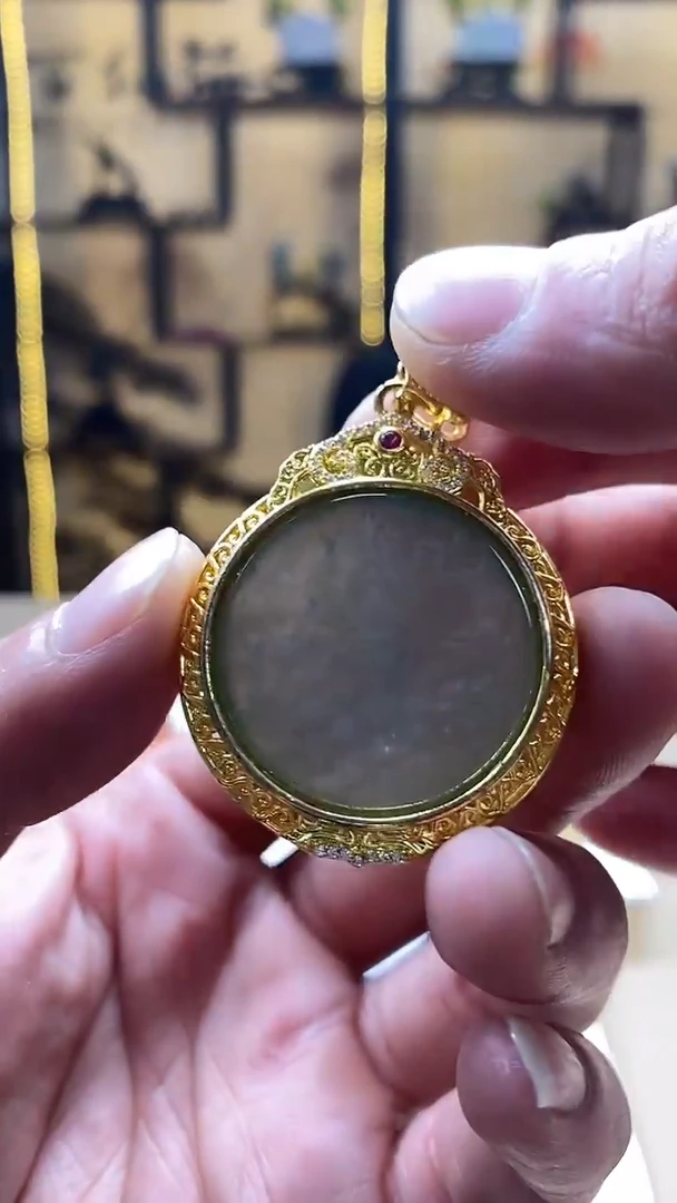 翡翠银S925镀金镶嵌颈饰翡翠