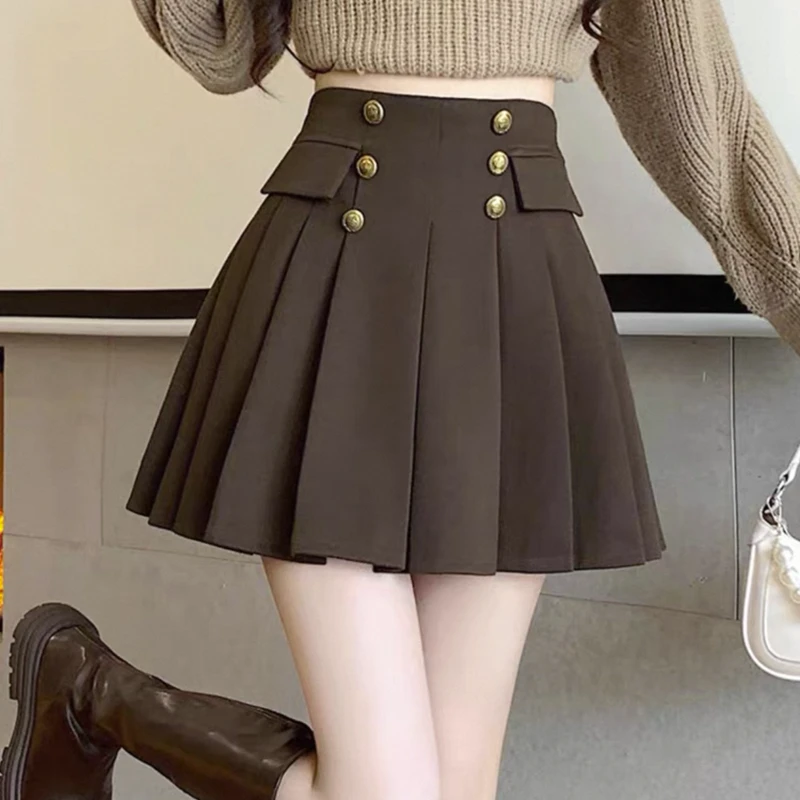 【001-049】高腰气质显瘦秋冬复古百搭A字毛呢短裙非主图款