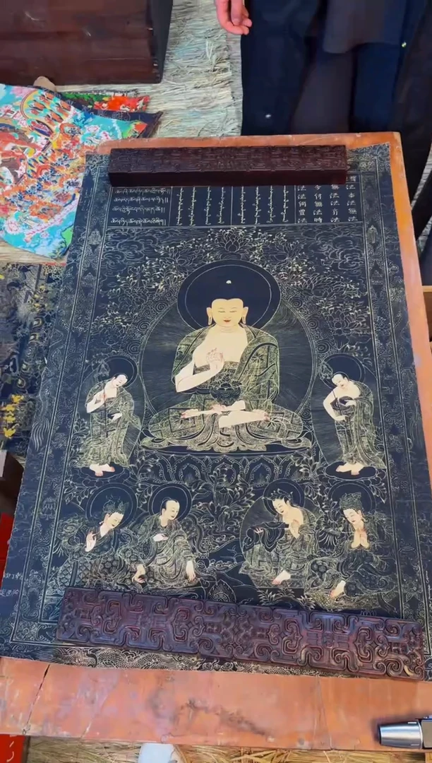 装裱画精品手绘唐卡链接--A-034