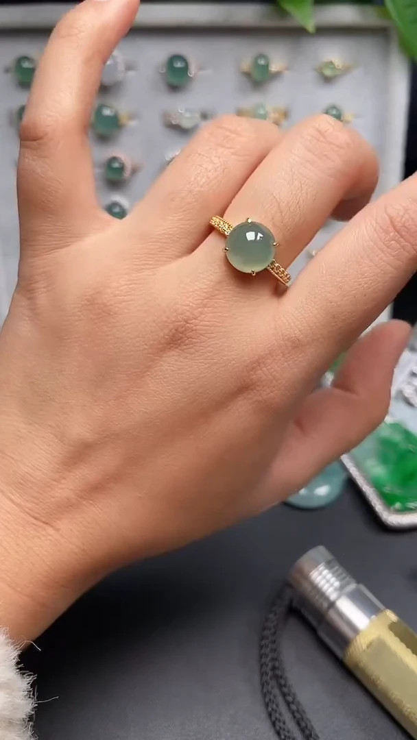 银S925镶嵌戒指翡翠1