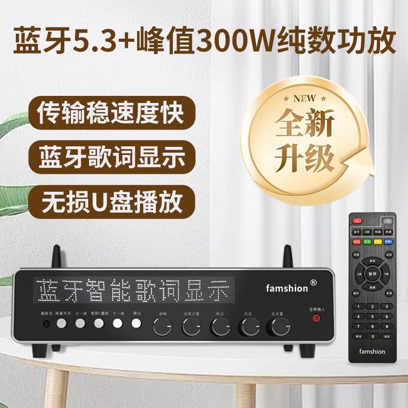 2025年新款显示屏功放蓝牙5.3大功率家用车载U盘唱歌K歌HIFI无损