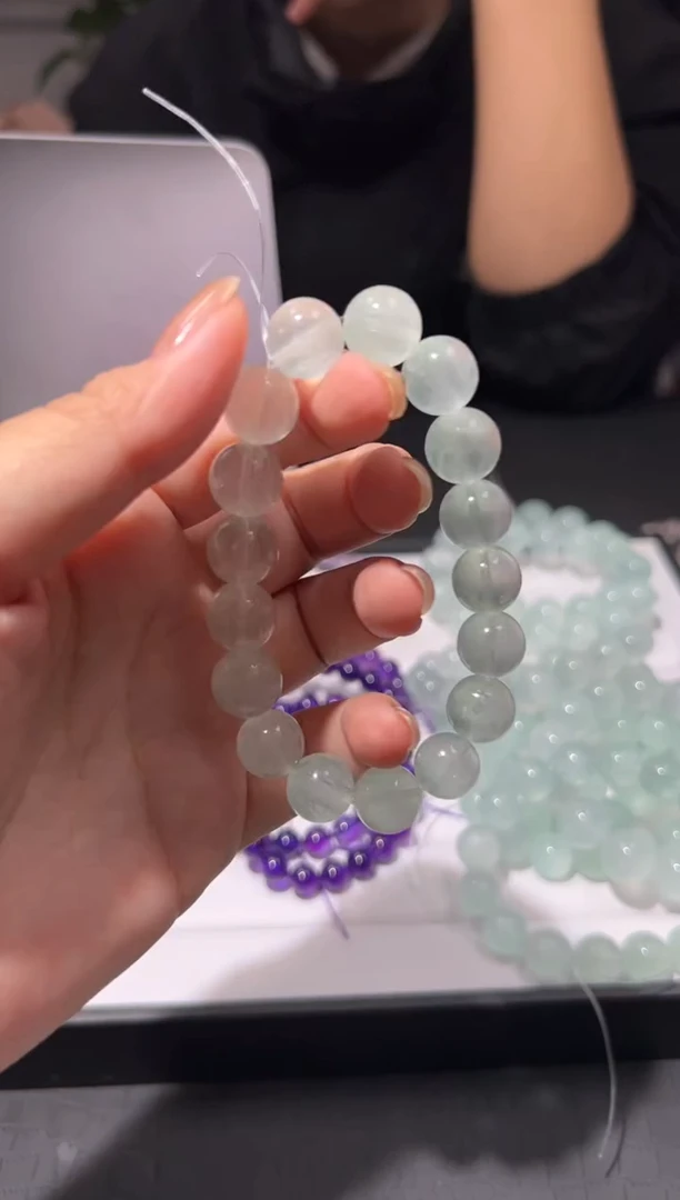 未镶嵌手链萤石薄荷曼波绿萤石手串12mm