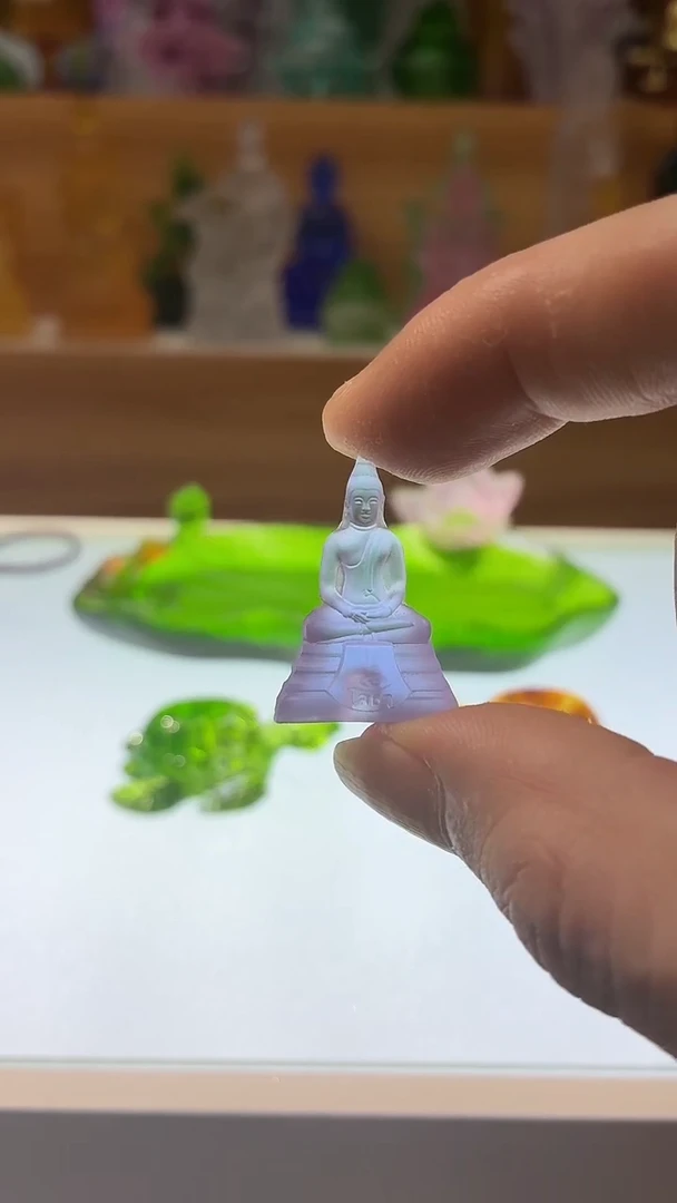 琉璃手工艺品紫色小药师佛3公分