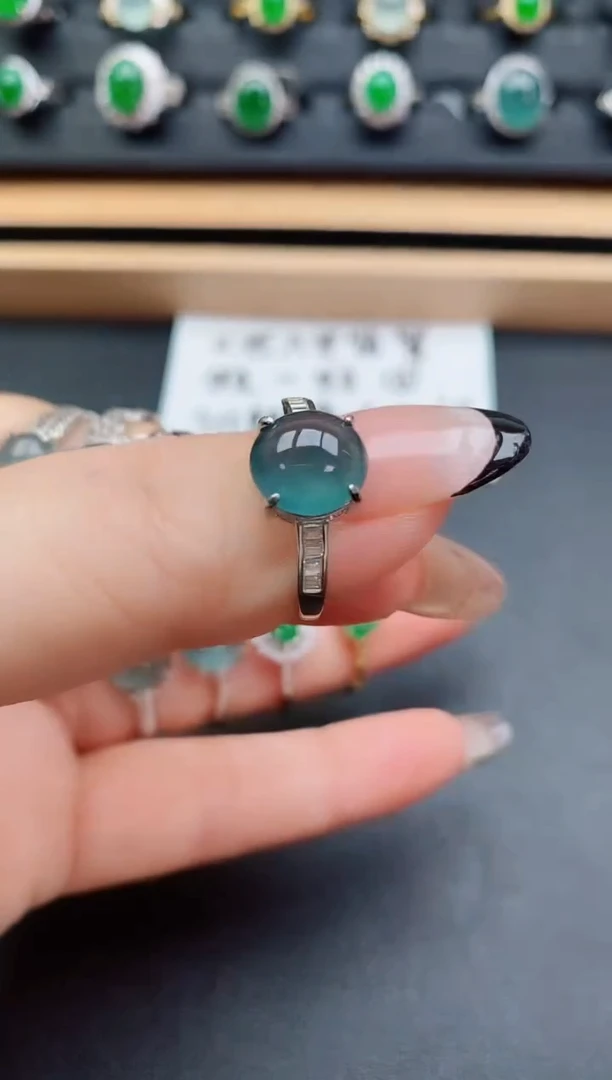 翡翠戒指银S925镶嵌069860