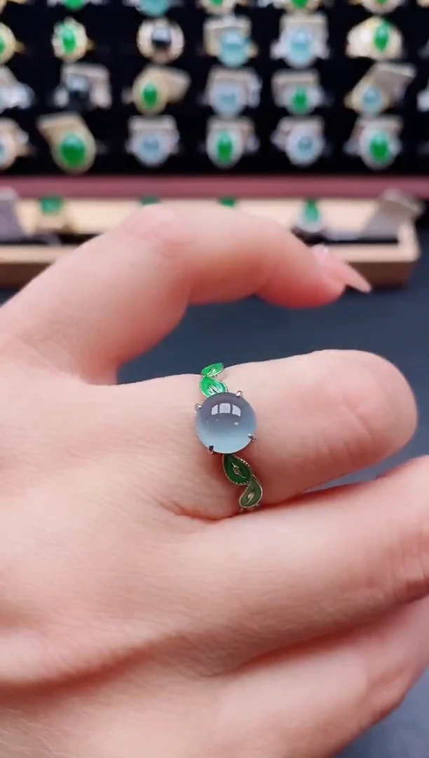 银S925镶嵌戒指翡翠1