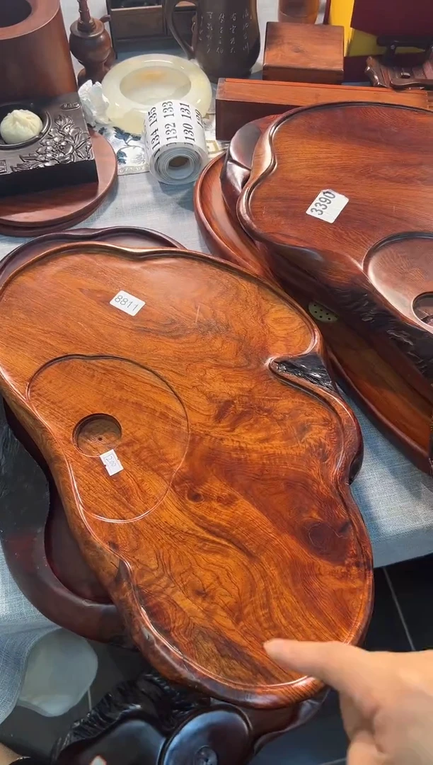 【闪购商品】大果紫檀（缅甸花梨）茶盘8811