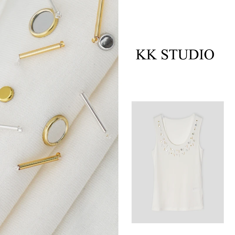 淇老板KK Studio25年夏款新款手工钉珠修身显瘦净版背心8958
