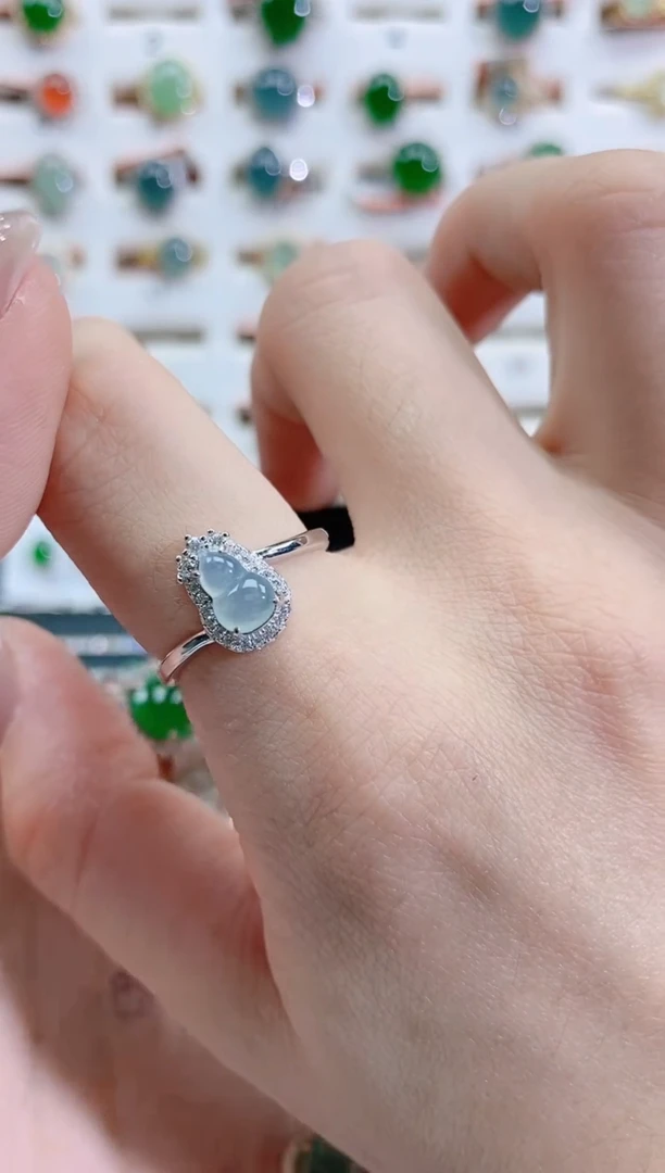 银S925镶嵌戒指翡翠天然翡翠