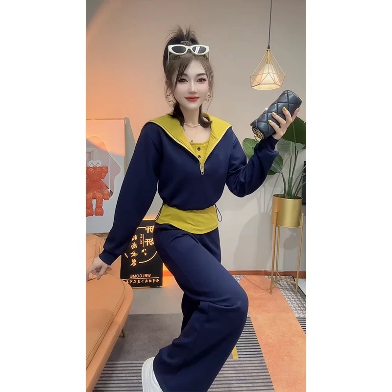 休闲减龄撞色洋气显瘦时尚套装