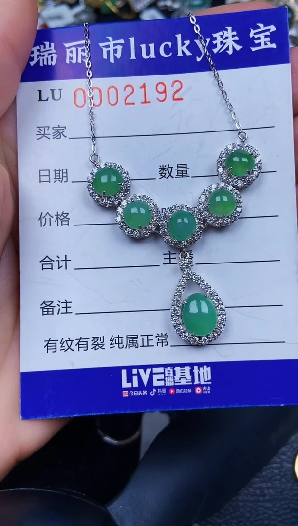 翡翠银S925镶嵌颈饰2192