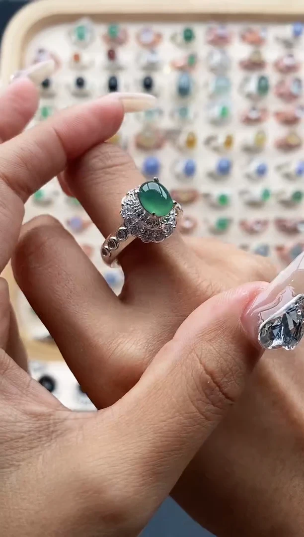 【闪购商品】翡翠戒指未镶嵌缅甸天然A货翡翠333  4+1