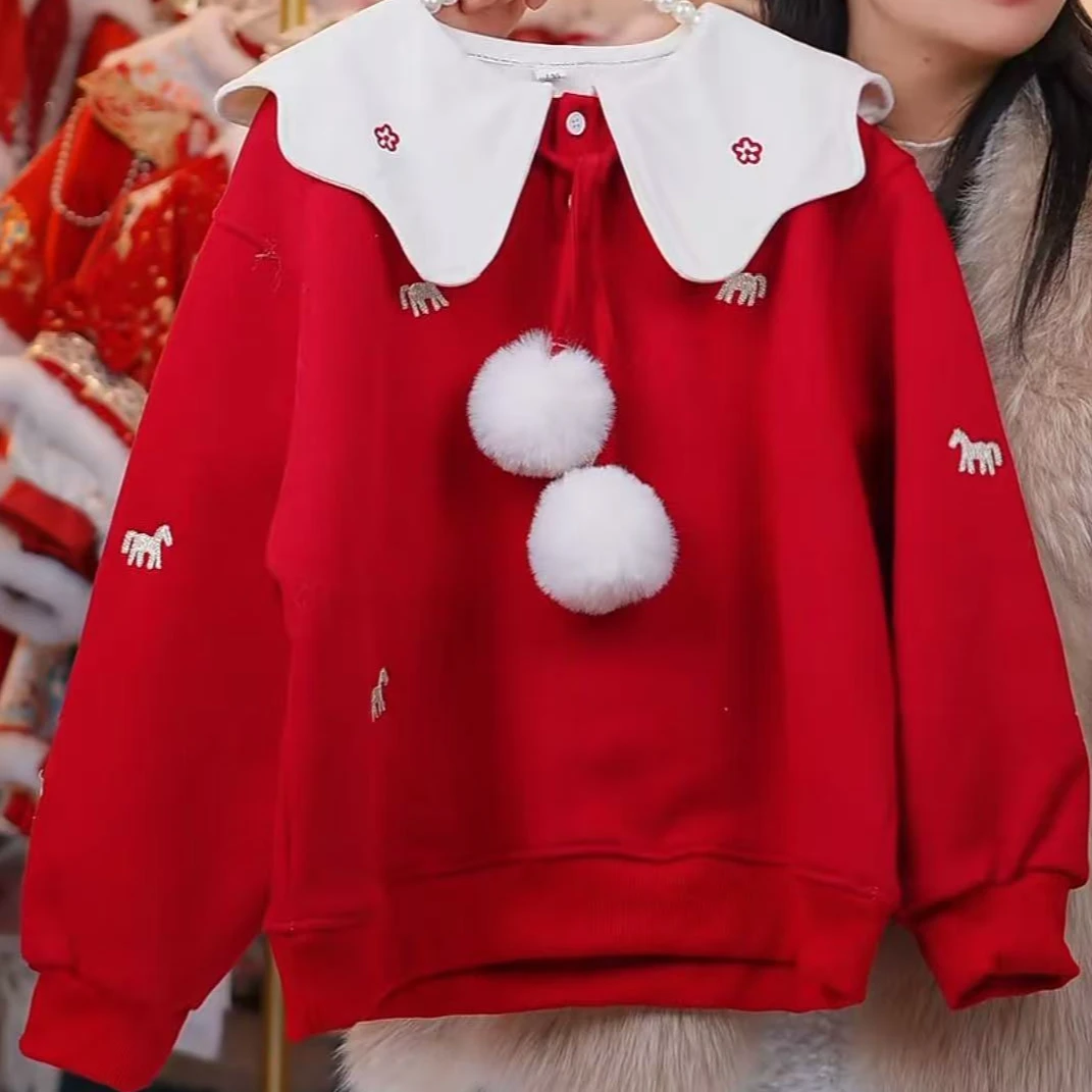 洋气冬款【娃娃领-小马卫衣】加绒洋气2025韩系新款长袖