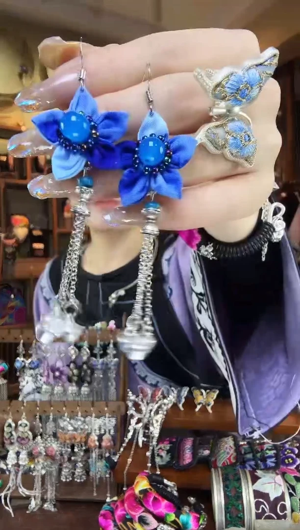 刺绣非遗刺绣民族风耳环