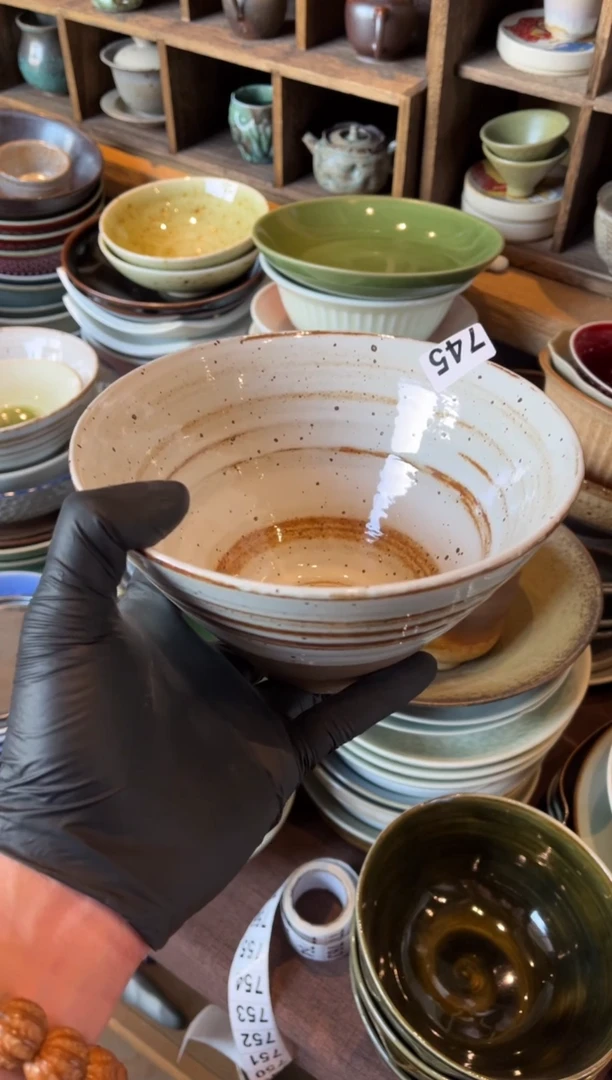 【闪购商品】瓷片745 白麻点斗笠碗1个