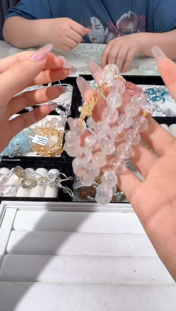 水晶手链银S925镶嵌B027锦鲤胶花设计款