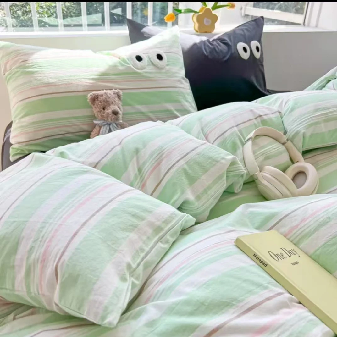 四件套毛巾绣条纹听主播讲解 微瑕处理介意勿拍简约加厚