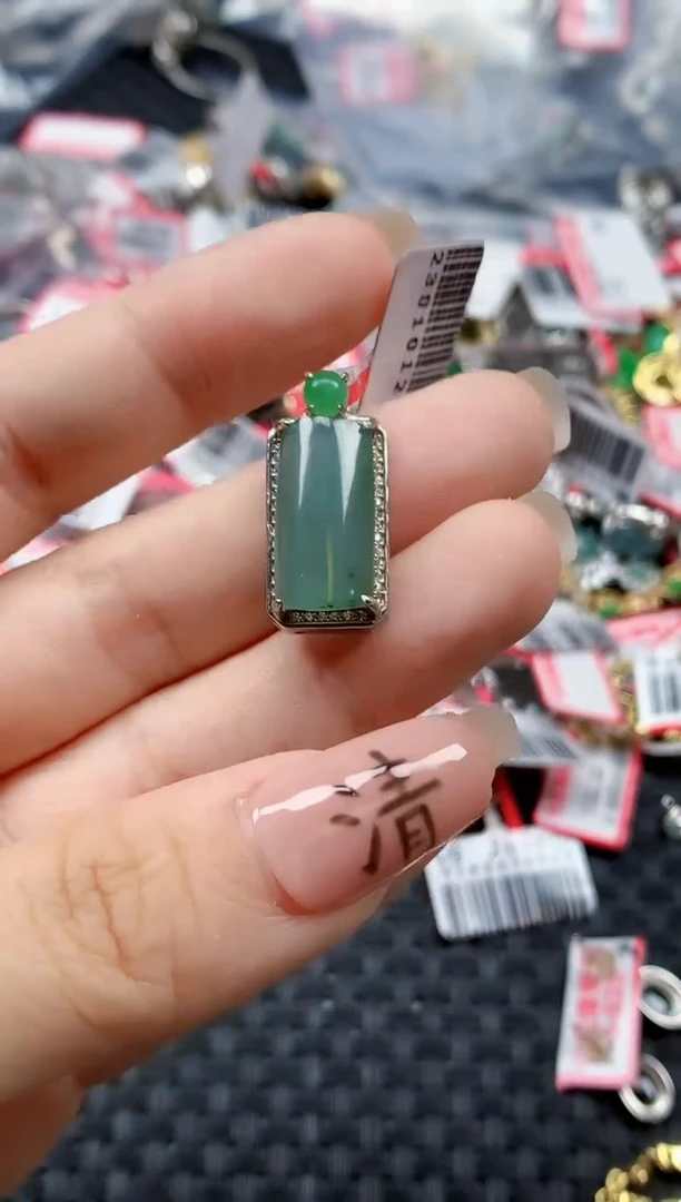 银S925镶嵌戒指翡翠天然A货缅甸翡翠