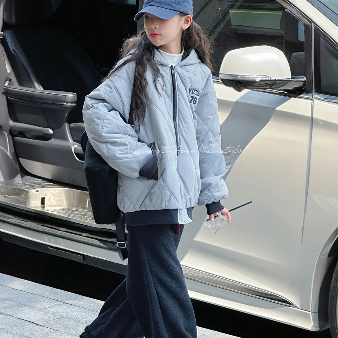 女童冬季棉服2025新款夹棉外套冬装儿童韩版百搭厚款保暖棉服夹克