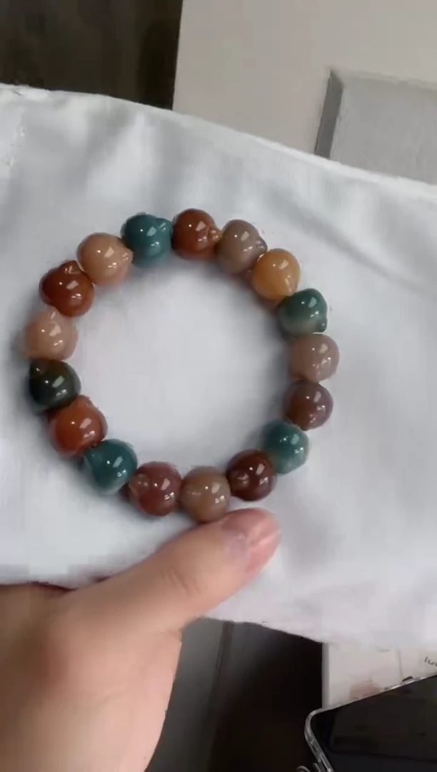 菩提根/象牙果手串t77玉化猫头14mm手串