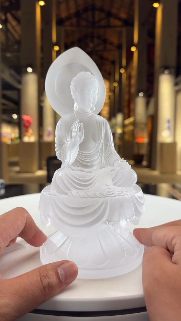 摆件水晶琉璃坐象药师佛