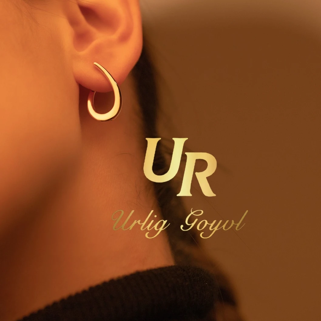 合金锆石耳饰  UR【顺丰包邮-无运费险】椭圆中圈 玫瑰金色民族耳饰