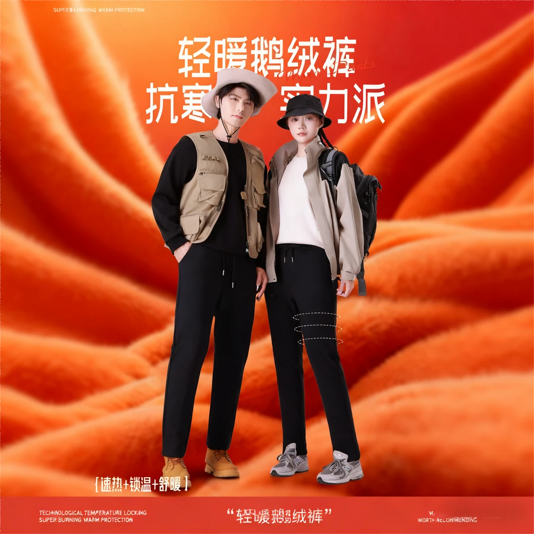 BTUT【轻暖鹅绒裤】秋冬90白鹅绒绵羊毛桑蚕丝男女同款防风裤