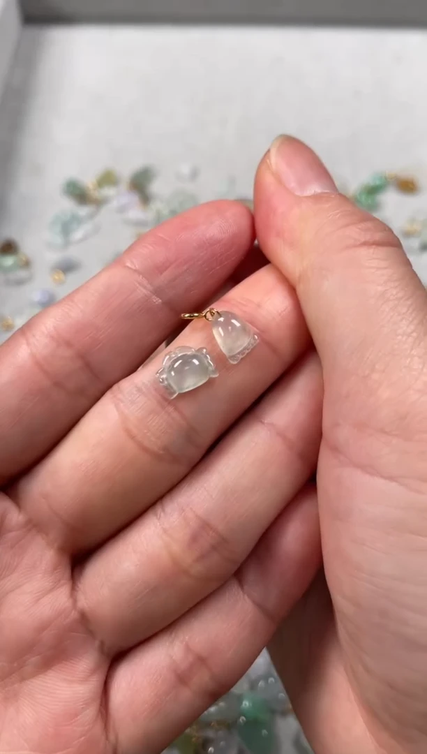 吊坠(不含链)银S925镶嵌翡翠2个JK342