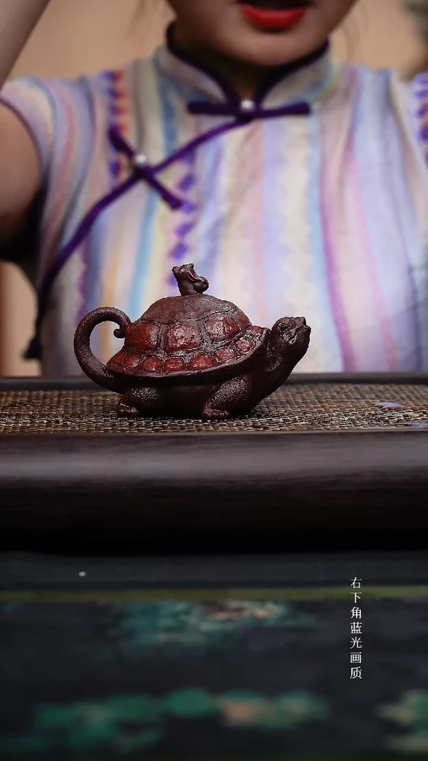 茶壶紫砂紫罗兰龟兔壶（微瑕）