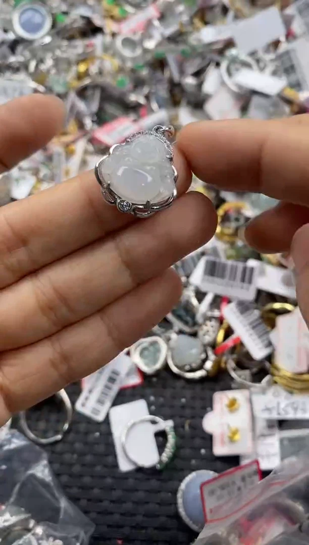 银S925镶嵌戒指翡翠444               4