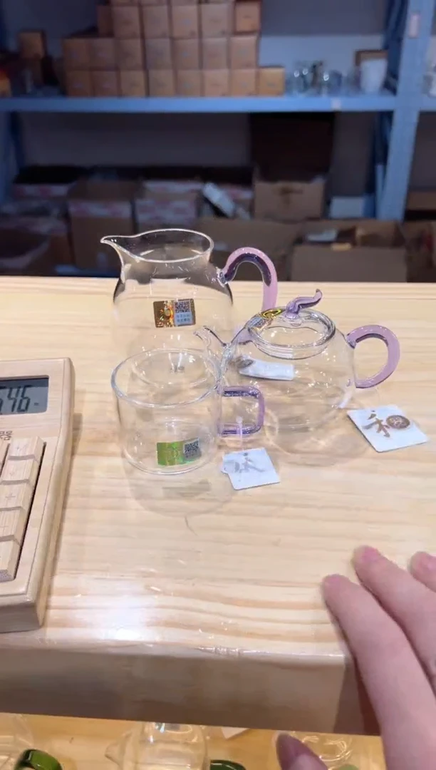 禾器-丰登壶-浅紫色+清悦-浅紫+清禾杯浅紫1只
