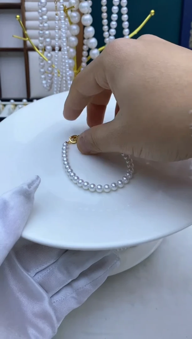 【闪购商品】淡水珍珠手链银S925镶嵌5-6