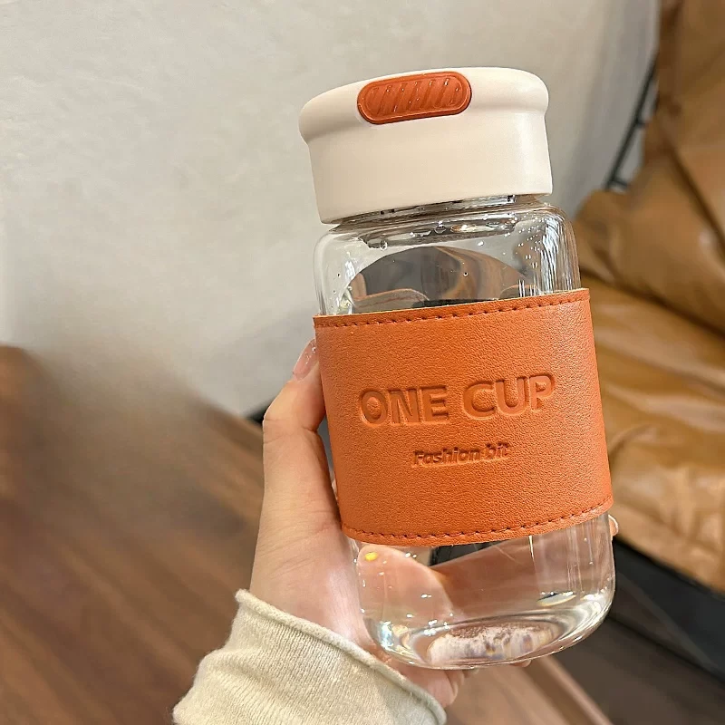 Xn47简约茶水分离玻璃杯FB-1220橙色550ml