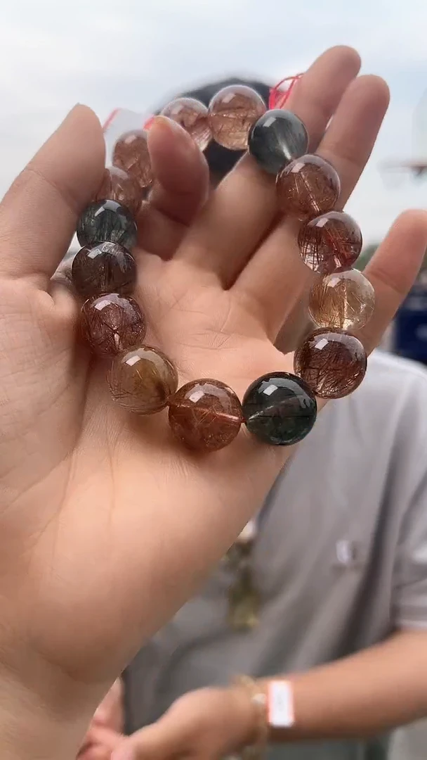 发晶手链未镶嵌天然彩发晶手串多样性发一15mm