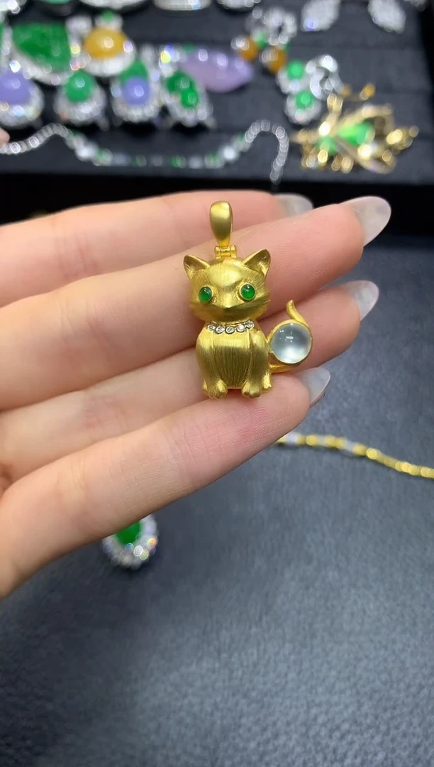 翡翠18K金镶嵌吊坠(不含链)团购