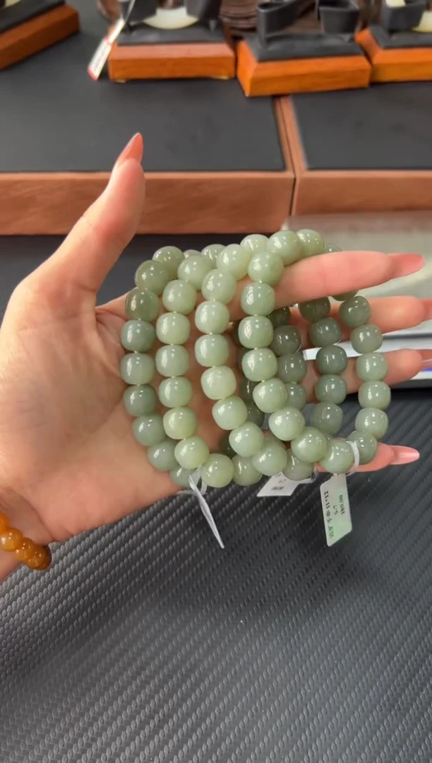 手串未镶嵌和田玉且末微色差近矿卡12老型珠MJ多样性发货拍一发一