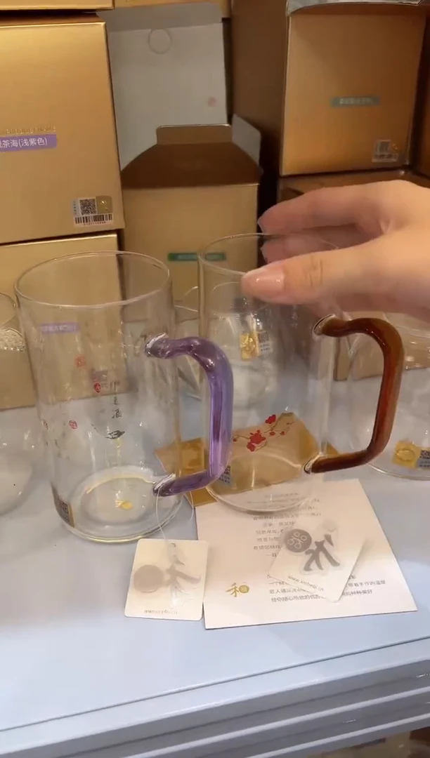 玻璃手工艺品禾器 清予 浅紫 琥珀 各1