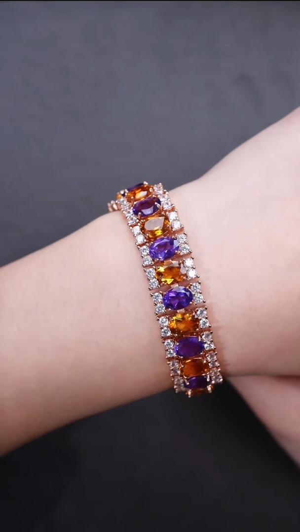 手链银S925镶嵌水晶手链