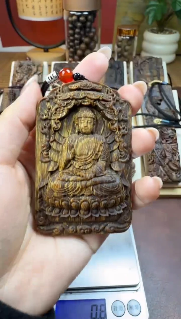 木木雕款 芽庄 十二生肖守护  阿米陀佛 8cm 送养香瓶