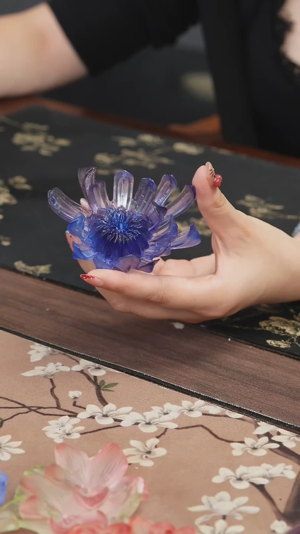 手工艺品琉璃蓝紫色菊花香插