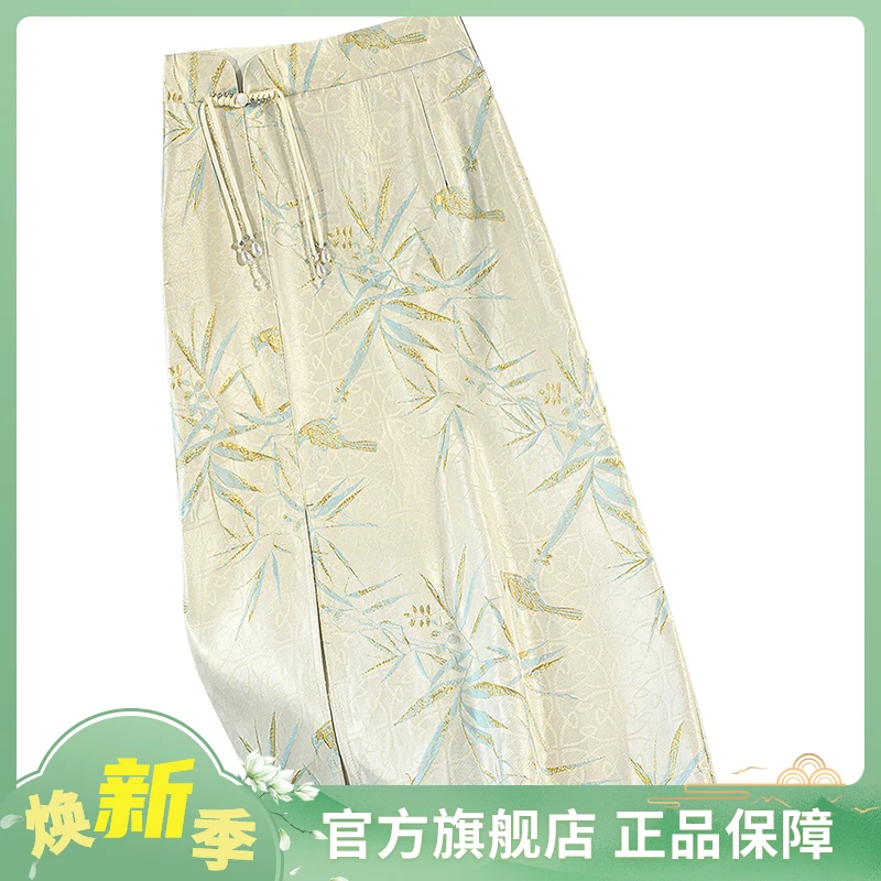 丝柏舍2025秋装新款女装高腰中长款A字国风半身裙S51B0600B