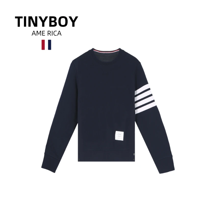 TINYBOY圆领四条杠藏青色卫衣 男女同款