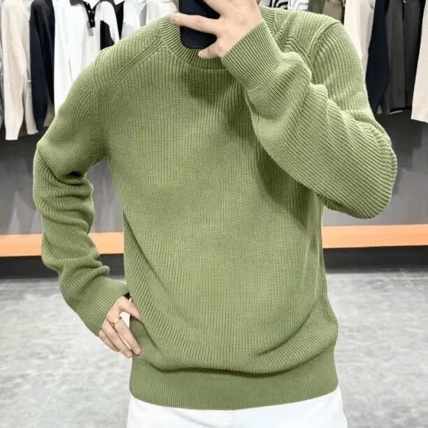 2024秋冬加厚圆领毛衣男士加厚韩版潮流宽松高级感针织衫外穿百搭