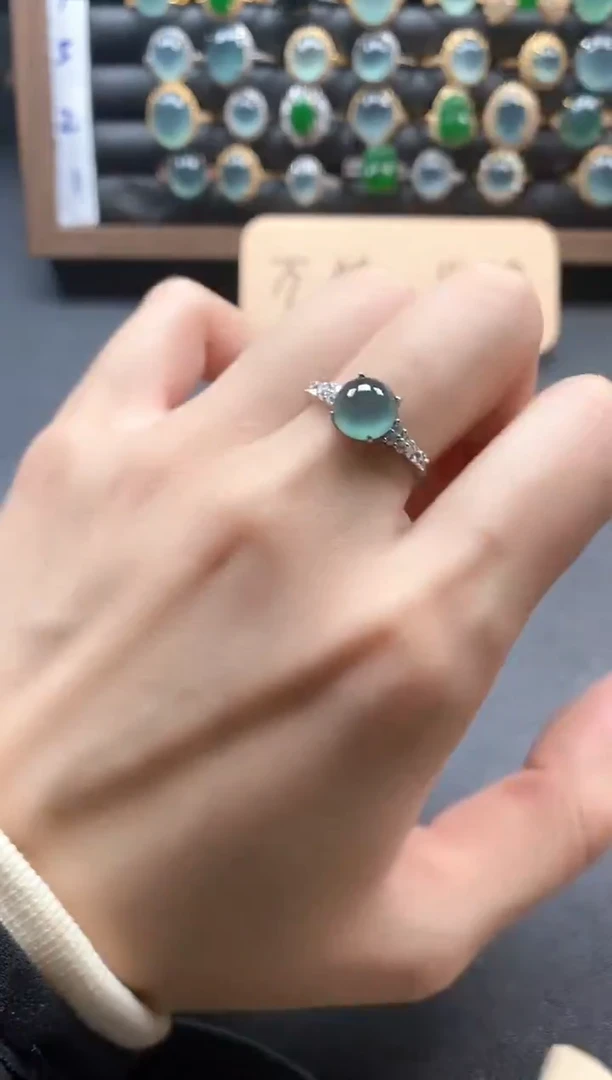 银S925镶嵌戒指翡翠51511