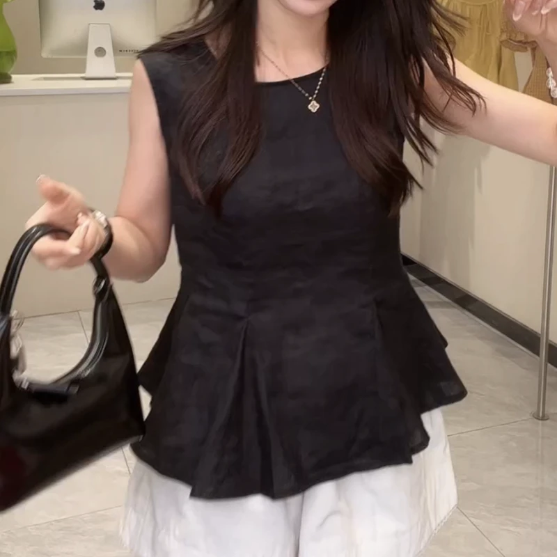 【空气几何】2025夏季新款高级感宽松显瘦气质无袖上衣LK2504240