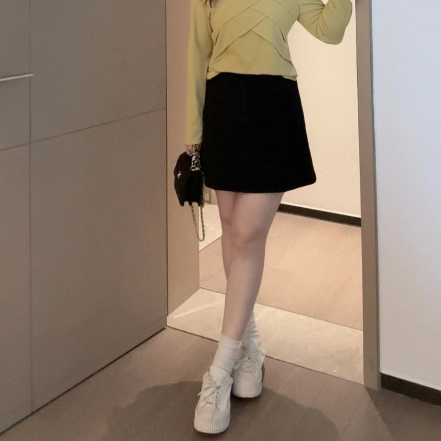 楠序迪迪微胖女装2025春季新款高腰遮胯显瘦a字牛仔半身裙DD9115