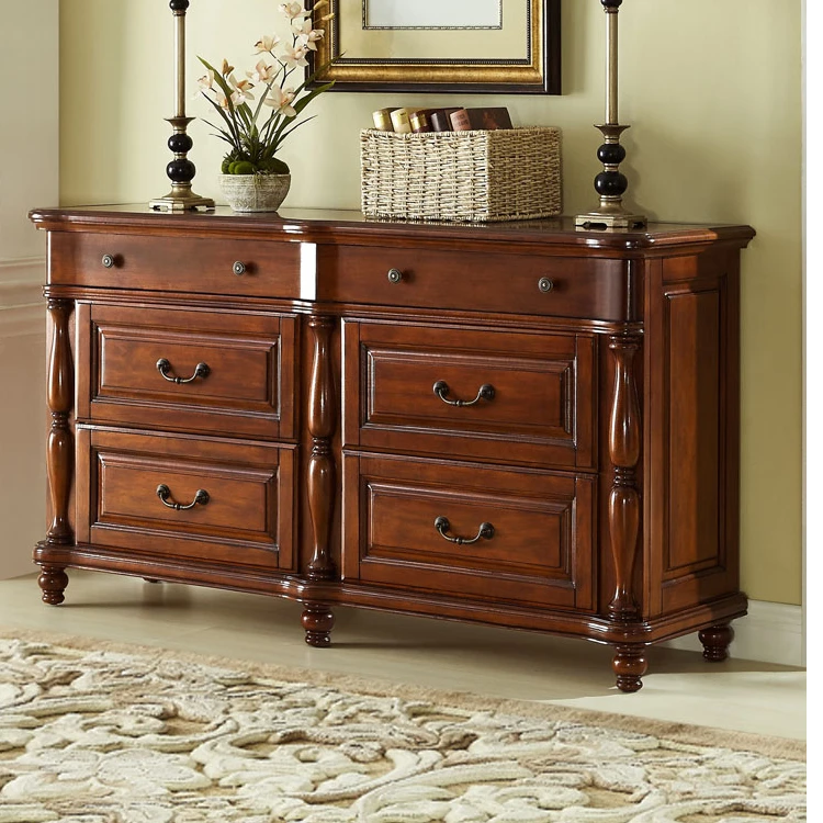 美式全实木九斗柜床尾储物卧室置物柜主卧收纳柜H312