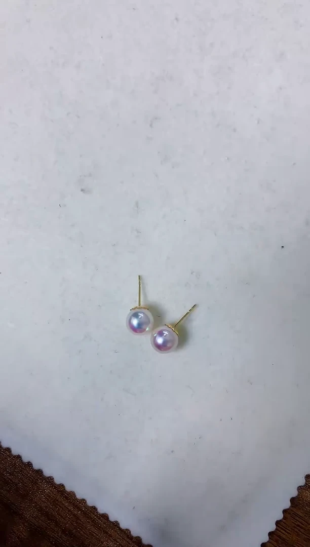 【闪购商品】海水珍珠饰品18K金镶嵌8-8.5素钉定制