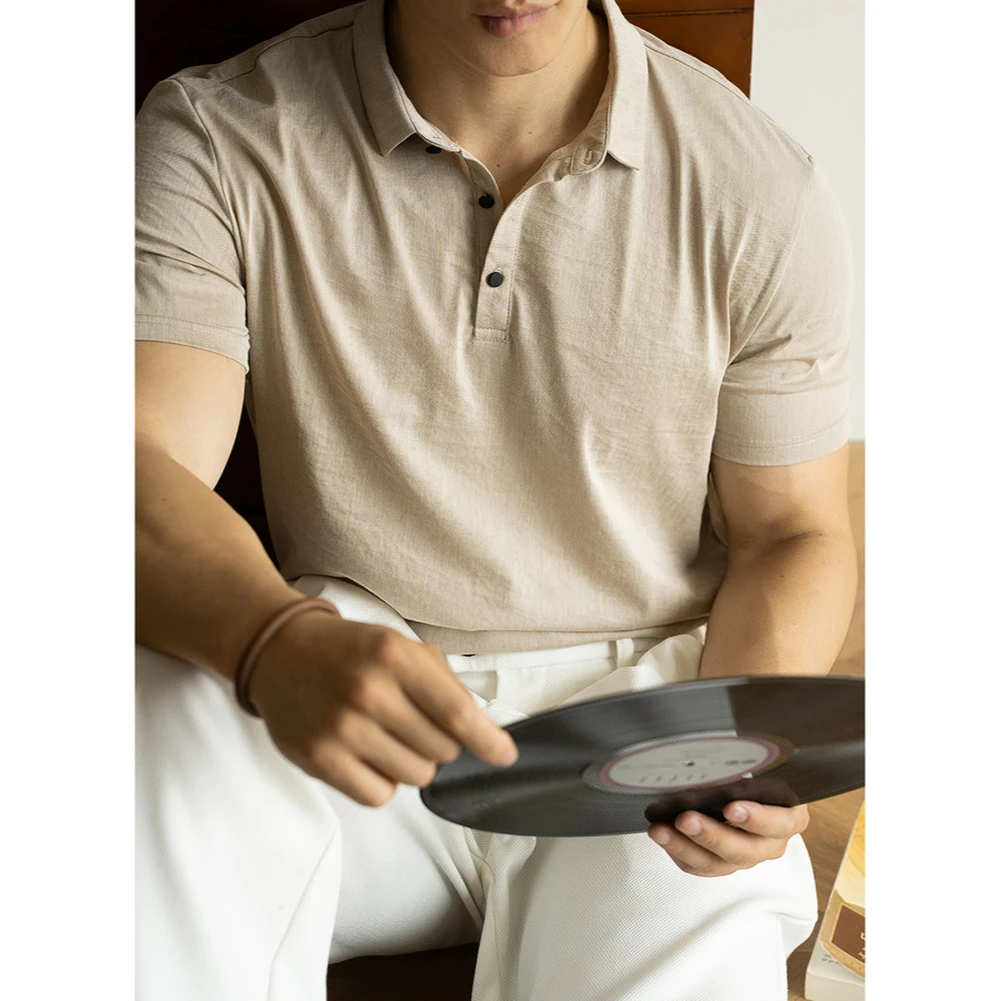 奥兰德保罗仿麻凉感速干冰丝透气短袖男士夏季商务休闲通勤Polo衫